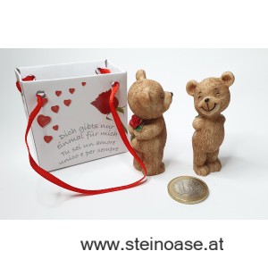 Teddy mit Rose in Geschenktüte